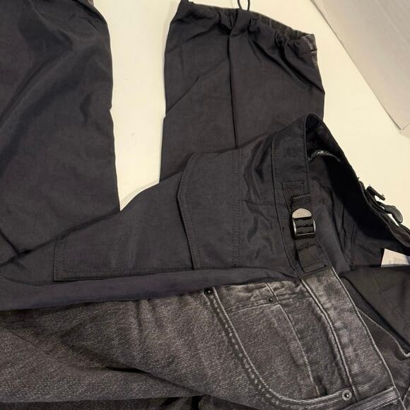 Alexander Wang HYBRID pack BARREL cargo jeans BLACK denim x nylon women’s 27 NEW - Picture 12 of 13